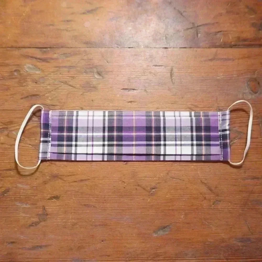 Handmade Purple Plaid Face Mask NEW